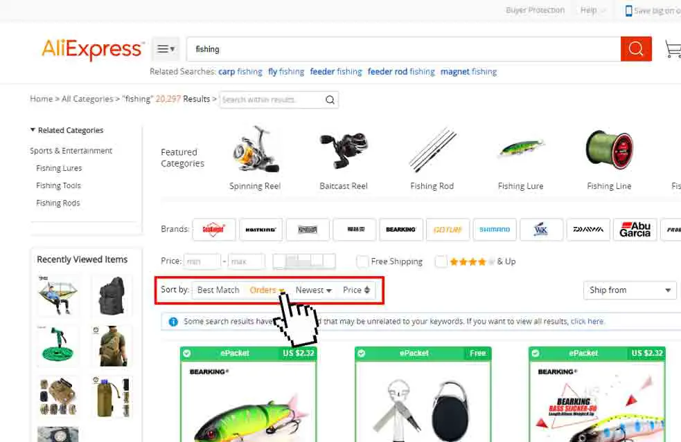 aliexpress sort by best products to dropship